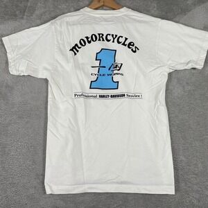 Harley Davidson Service Shirt Mens Large White Cycle Works Graphic Tee Glimmer